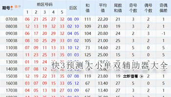 快3预测大小单双辅助器大全